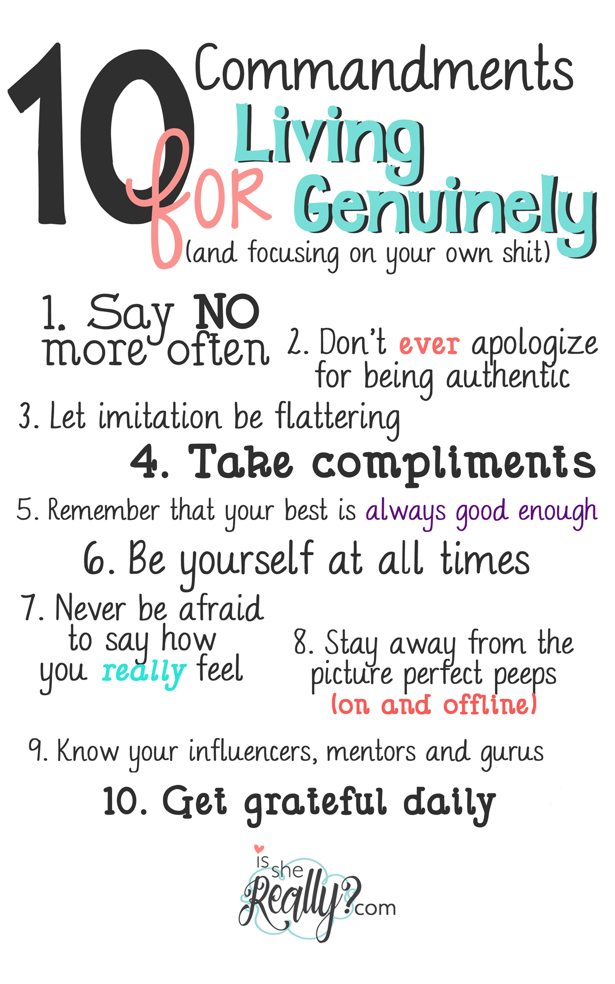 10 commandments for living genuinely #isshereally #livegenuinely @ginaekirk