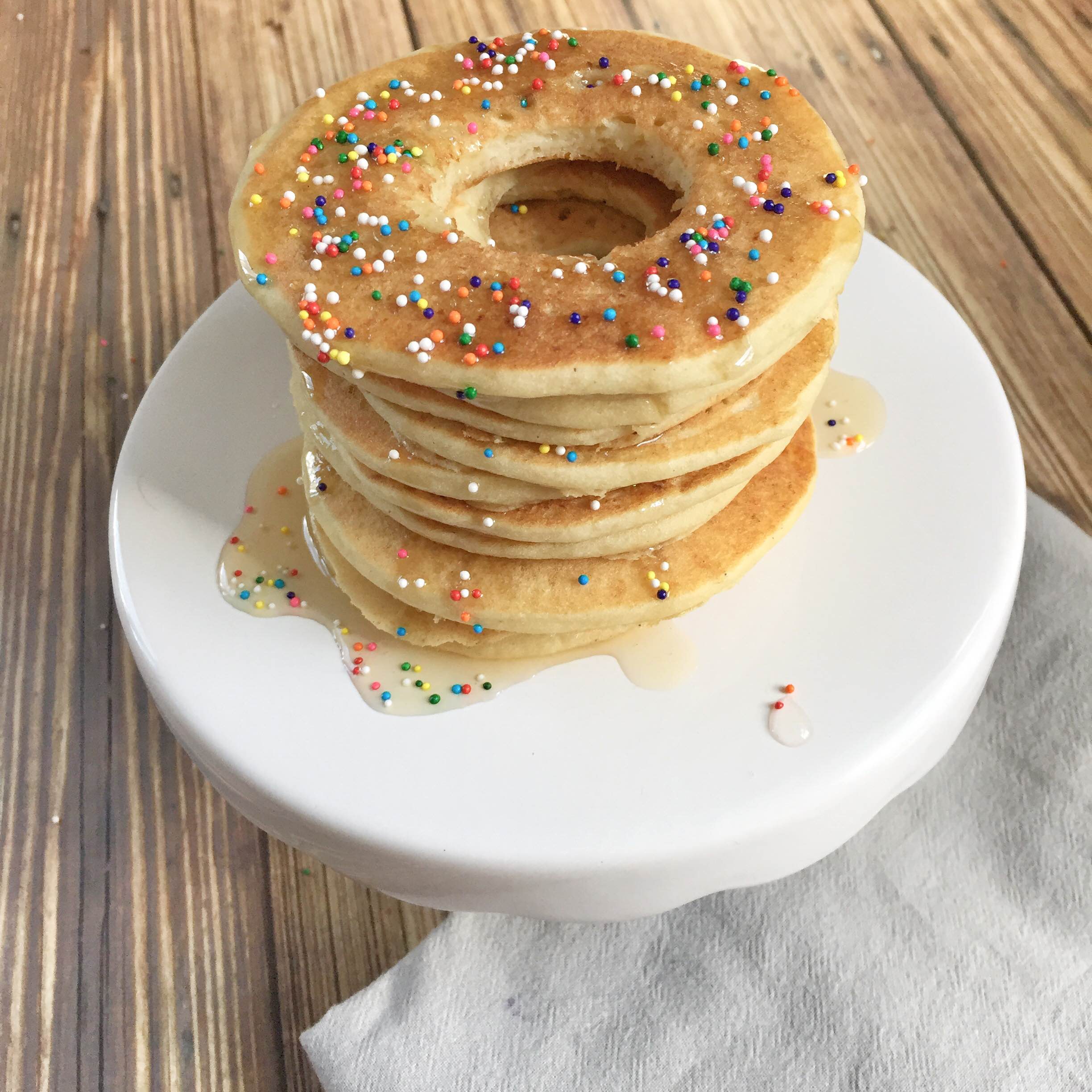 Gluten Free Donut Pancakes | GF Pancake Recipe | Donut shaped pancakes | GinaKirk.com @ginaekirk