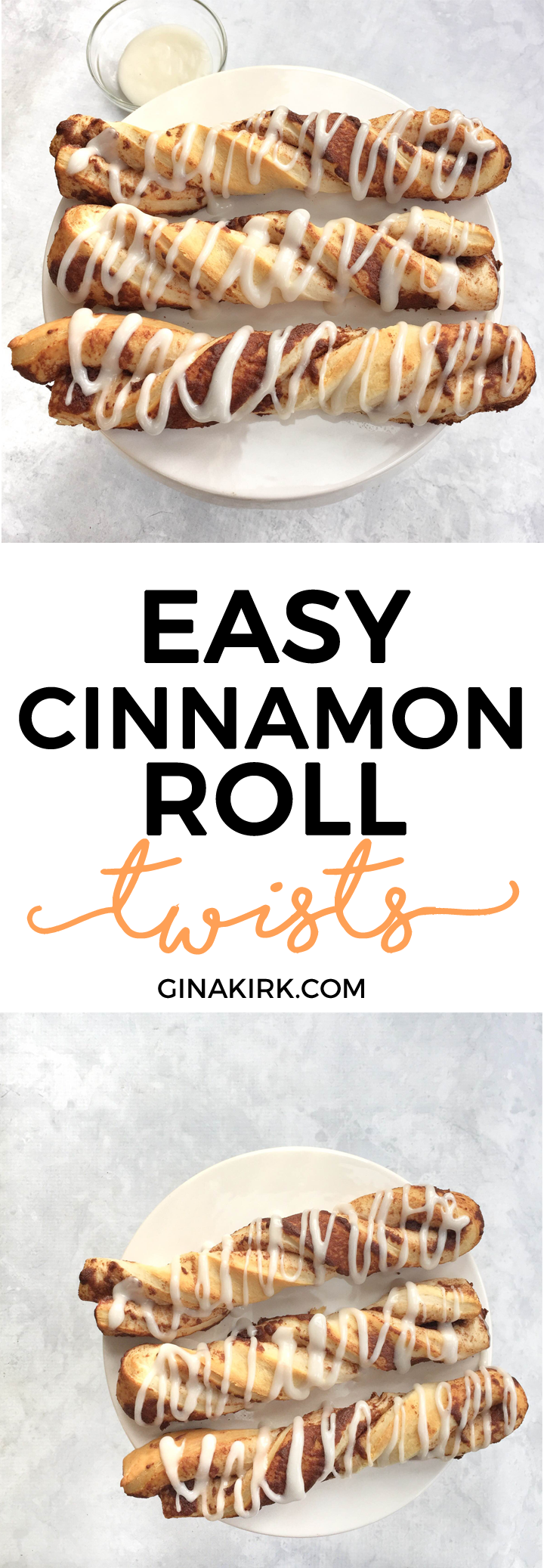 Easy cinnamon roll twists | Canned cinnamon roll sticks | Cinnamon roll ideas | Easy breakfast ideas | Canned cinnamon roll breakfast breadsticks | GinaKirk.com @ginaekirk