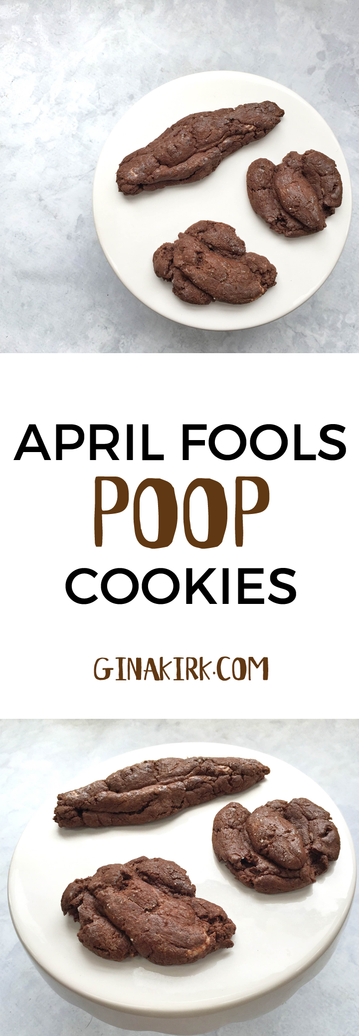 April fools' day poop cookies | poop cookie recipe | food pranks | April fools' day recipes | April fools' day pranks for kids GinaKirk.com @ginaekirk