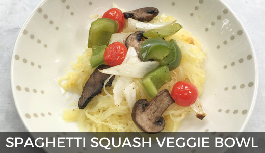 Spaghetti squash veggie bowl | Grilled veggie bowl | How to cook spaghetti squash easily | GinaKirk.com @ginaekirk