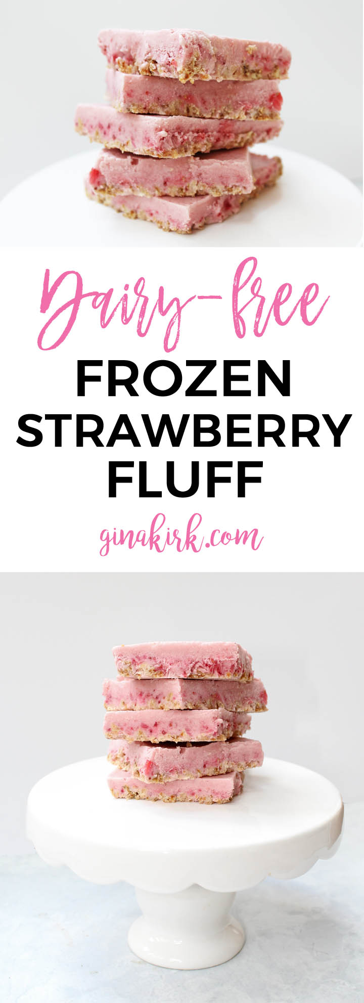 Frozen strawberry dessert recipe | Gluten free, dairy free frozen treat | Summer strawberry dessert ideas GinaKirk.com