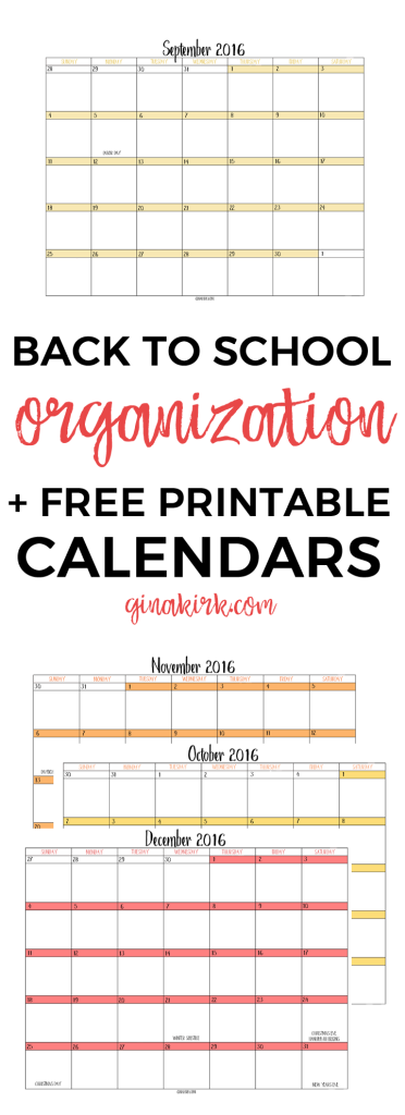 Back to school organization + free printable calendars | GinaKirk.com