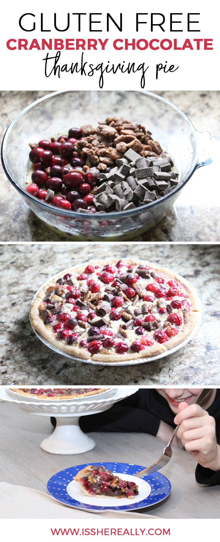 Cranberry chocolate pecan pie, a gluten free thanksgiving dessert recipe @ isshereally.com